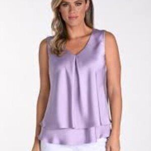 241161 Lilac Silk Sleeveless Top by FRANK LYMAN